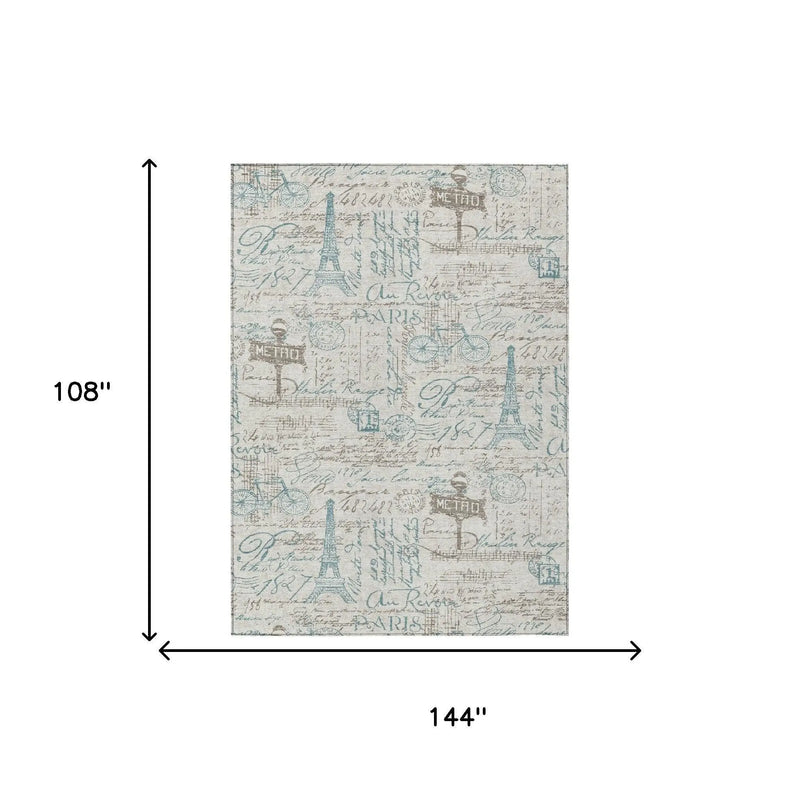 9' X 12' Beige And Brown Southwestern Washable Indoor Outdoor Area Rug Homeroots Outdoor