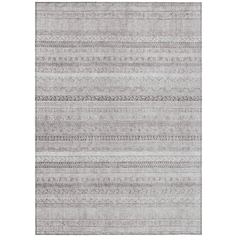 9' X 12' Beige And Brown Striped Washable Indoor Outdoor Area Rug Homeroots Outdoor