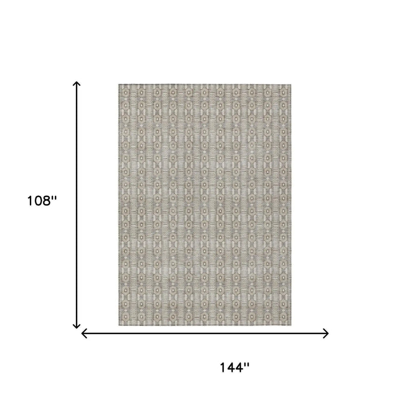 9' X 12' Beige And Brown Striped Washable Indoor Outdoor Area Rug Homeroots Outdoor