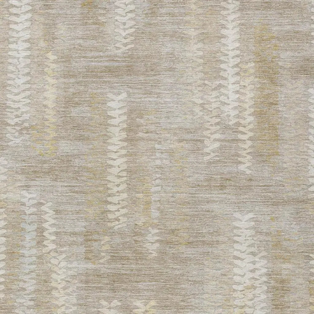 9' X 12' Beige And Brown Striped Washable Indoor Outdoor Area Rug Homeroots Outdoor