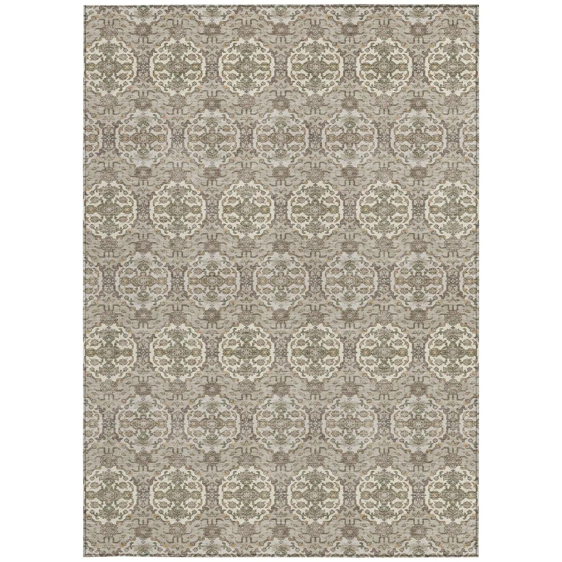 9' X 12' Beige And Brown Striped Washable Indoor Outdoor Area Rug Homeroots Outdoor