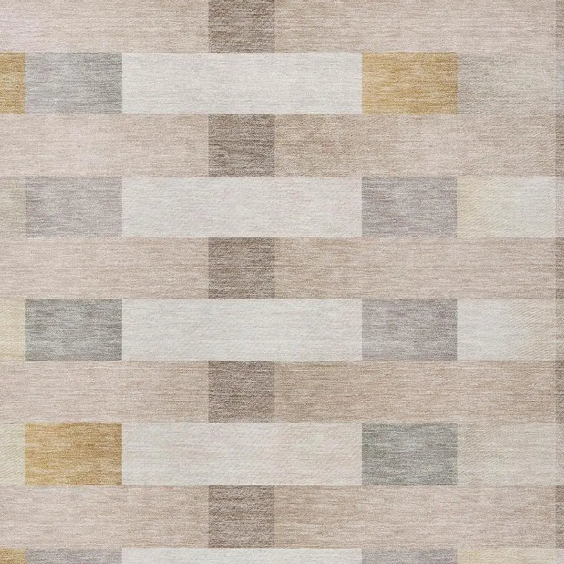 9' X 12' Beige And Brown Striped Washable Indoor Outdoor Area Rug Homeroots Outdoor