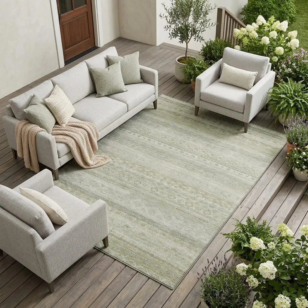 9' X 12' Beige And Brown Striped Washable Indoor Outdoor Area Rug Homeroots Outdoor