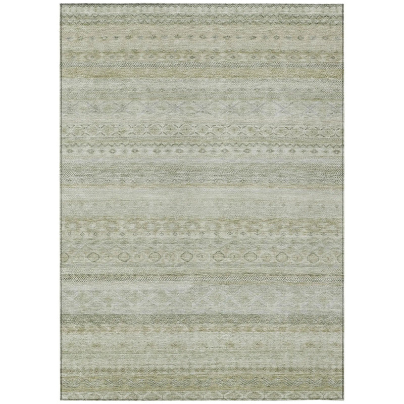 9' X 12' Beige And Brown Striped Washable Indoor Outdoor Area Rug Homeroots Outdoor