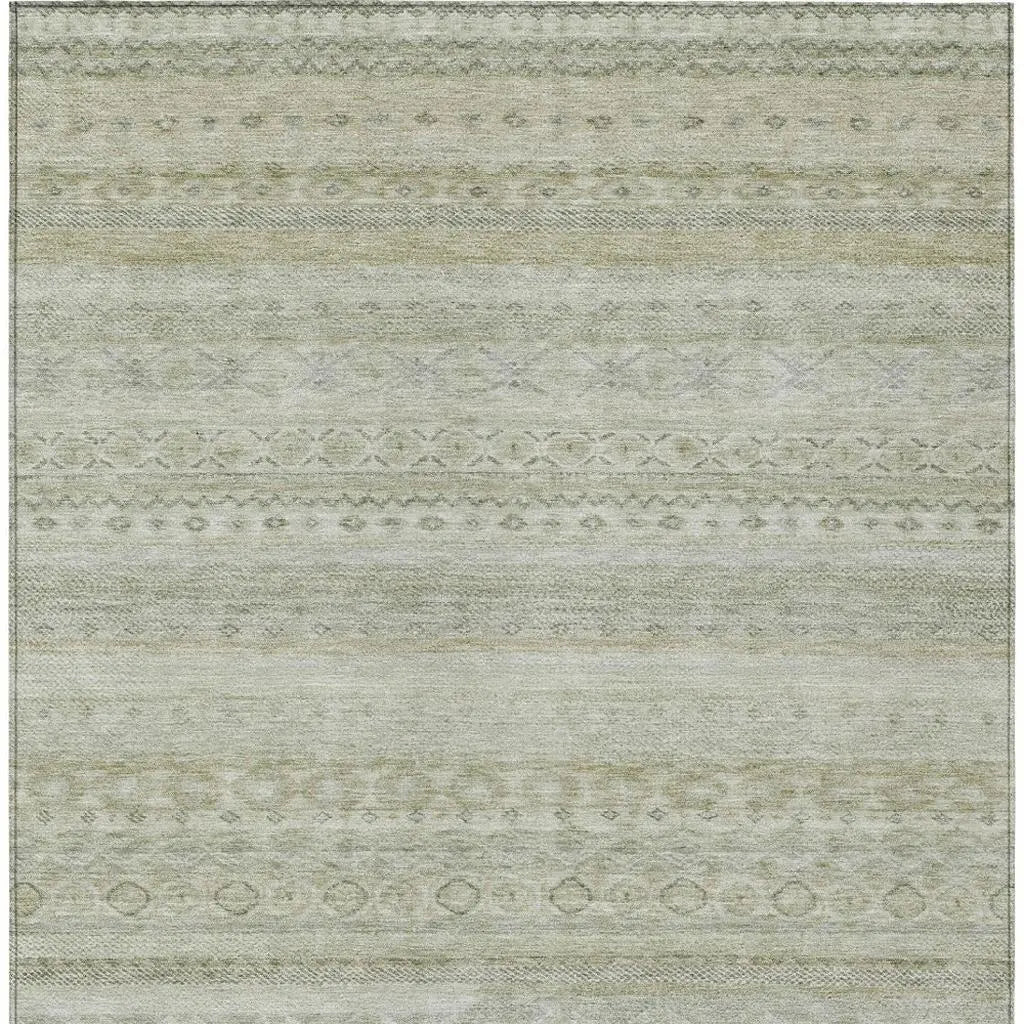 9' X 12' Beige And Brown Striped Washable Indoor Outdoor Area Rug Homeroots Outdoor