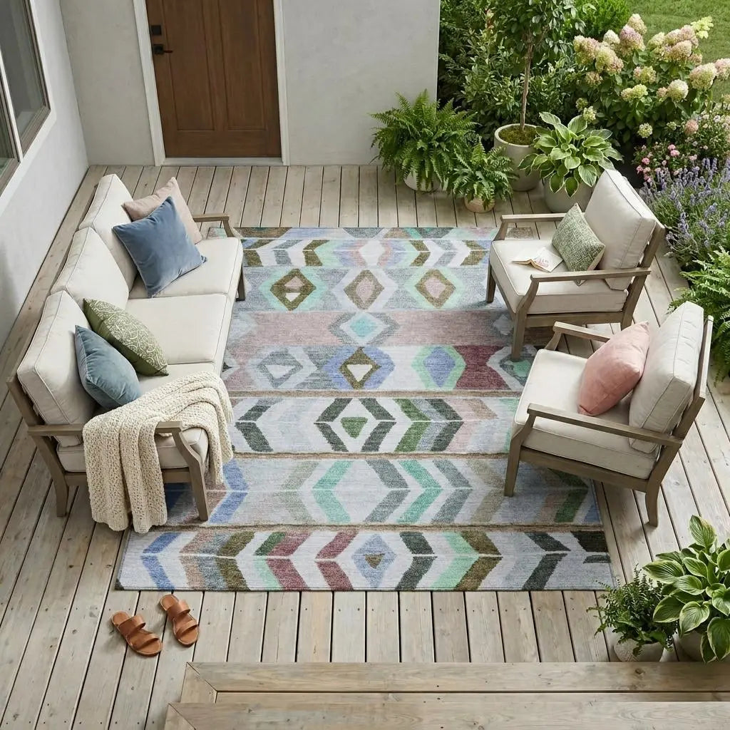 9' X 12' Beige And Brown Tribal Washable Indoor Outdoor Area Rug Homeroots Outdoor