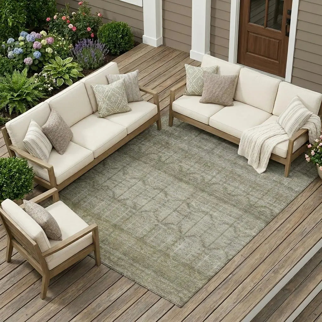 9' X 12' Beige And Brown Tribal Washable Indoor Outdoor Area Rug Homeroots Outdoor