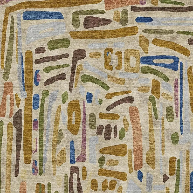 9' X 12' Beige And Copper Abstract Washable Indoor Outdoor Area Rug Homeroots Outdoor