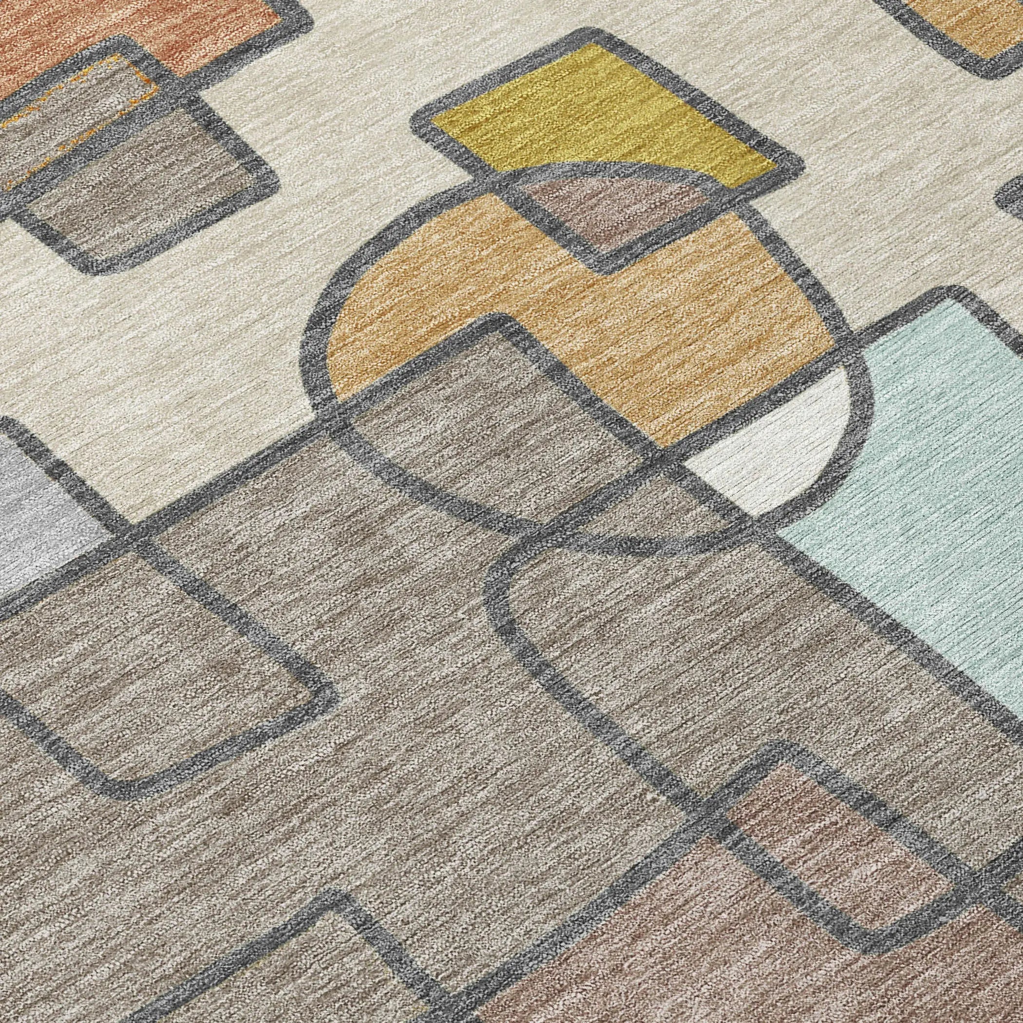 9' X 12' Beige And Copper Geometric Washable Indoor Outdoor Area Rug Homeroots Outdoor