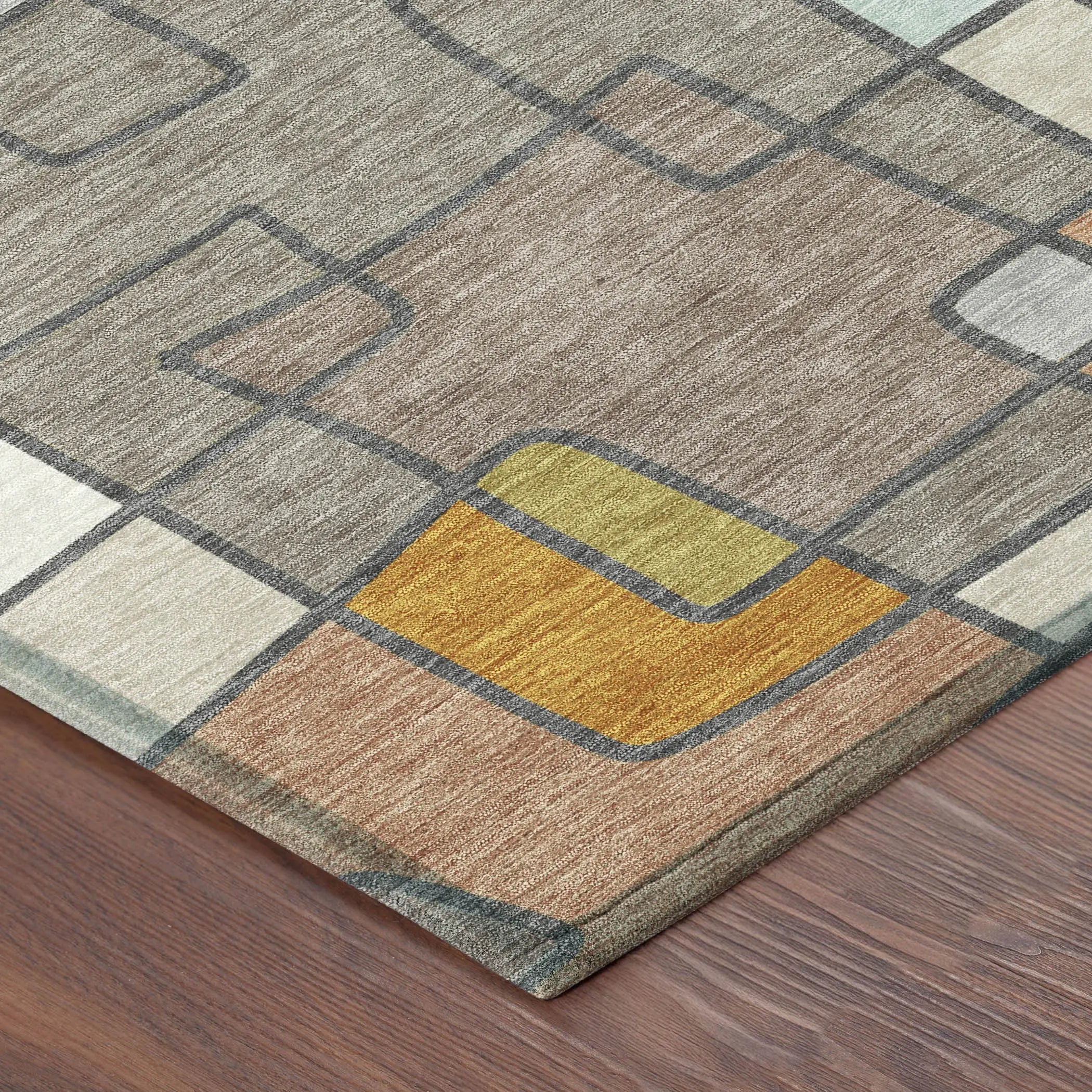 9' X 12' Beige And Copper Geometric Washable Indoor Outdoor Area Rug Homeroots Outdoor