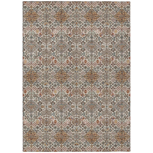 9' X 12' Beige And Copper Geometric Washable Indoor Outdoor Area Rug Homeroots Outdoor