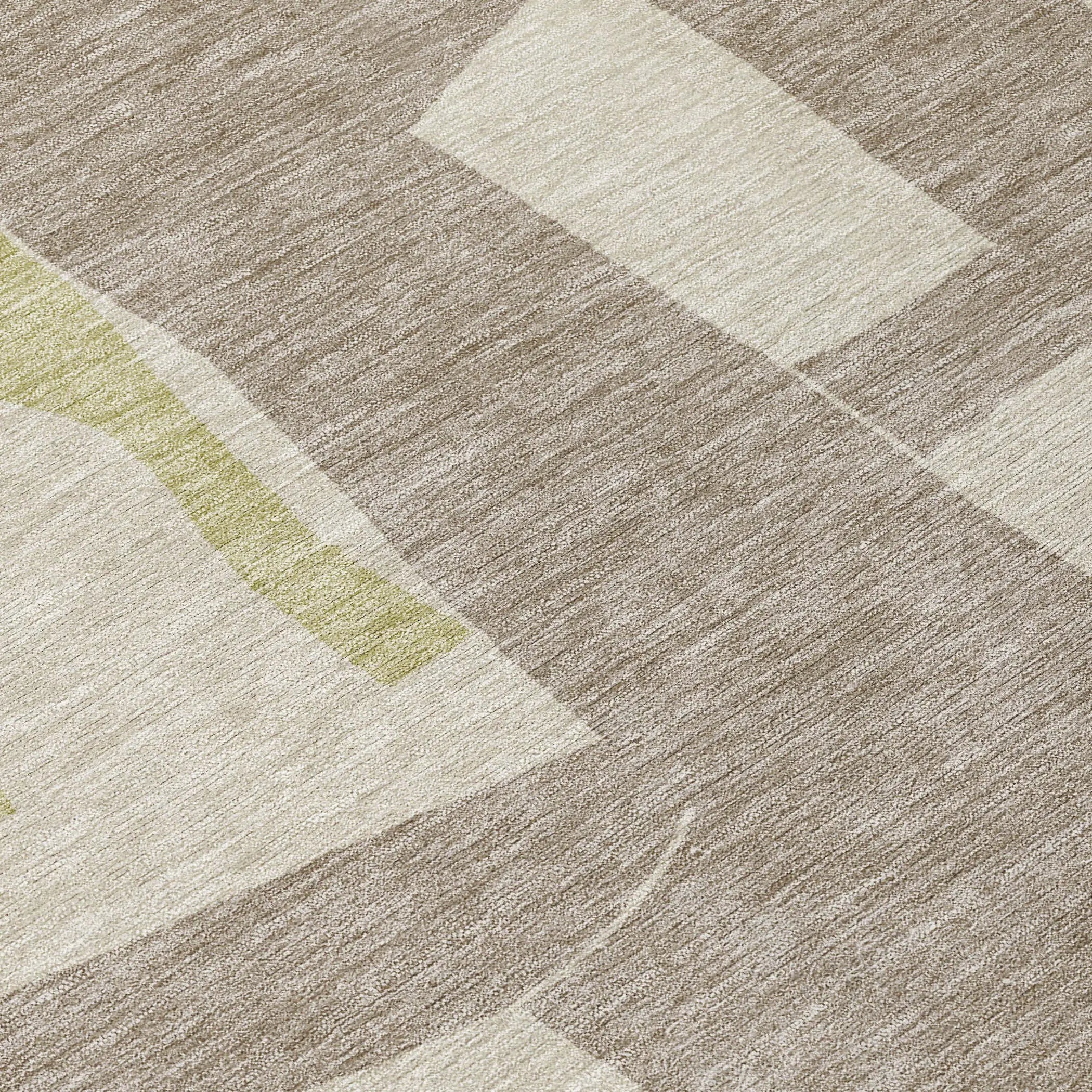 9' X 12' Beige And Fern Green Geometric Washable Indoor Outdoor Area Rug Homeroots Outdoor
