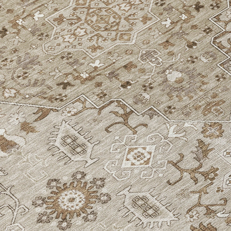 9' X 12' Beige And Graphite Medallion Washable Indoor Outdoor Area Rug Homeroots Outdoor