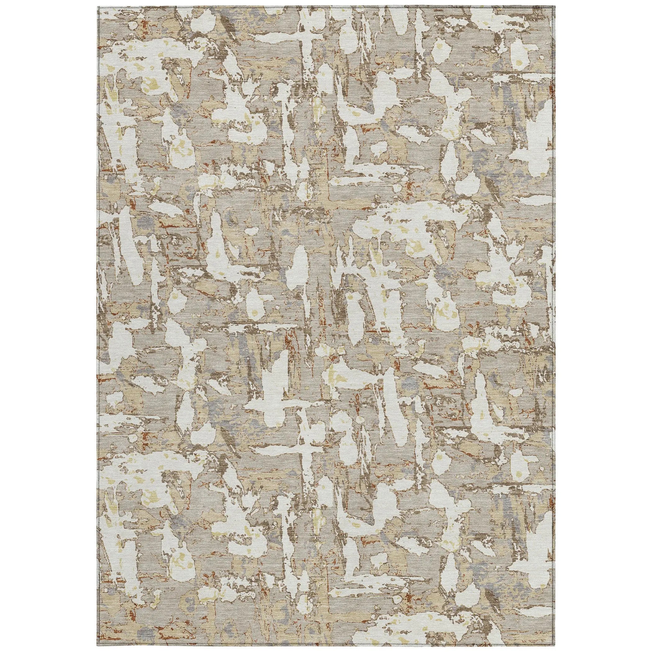 9' X 12' Beige And Gray Abstract Washable Indoor Outdoor Area Rug Homeroots Outdoor
