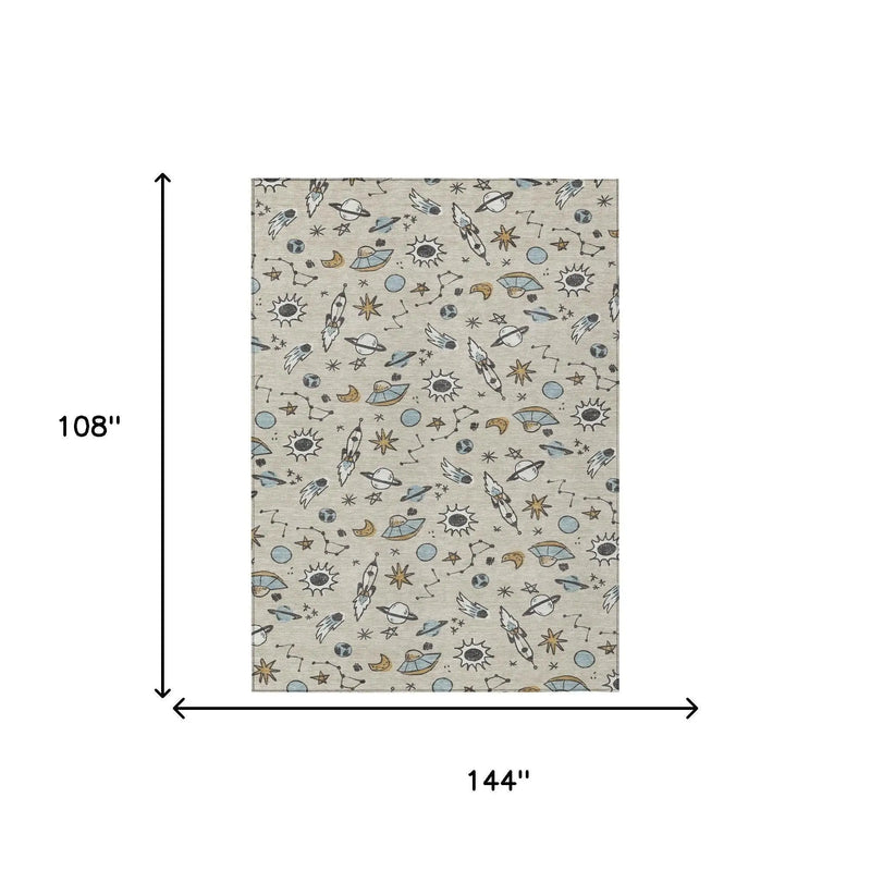 9' X 12' Beige And Gray Animal Print Washable Indoor Outdoor Area Rug Homeroots Outdoor