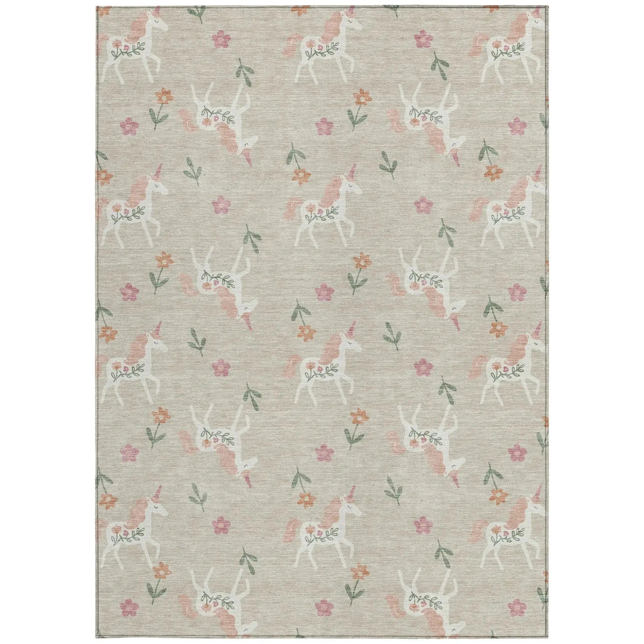 9' X 12' Beige And Gray Floral Washable Indoor Outdoor Area Rug Homeroots Outdoor