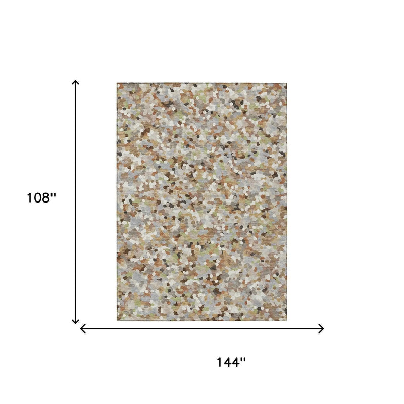 9' X 12' Beige And Gray Geometric Washable Indoor Outdoor Area Rug Homeroots Outdoor
