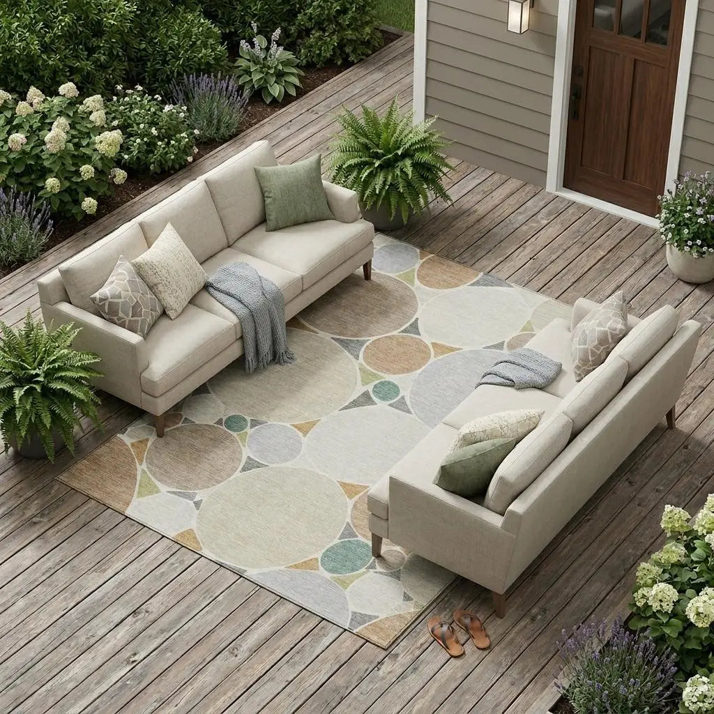 9' X 12' Beige And Gray Geometric Washable Indoor Outdoor Area Rug Homeroots Outdoor