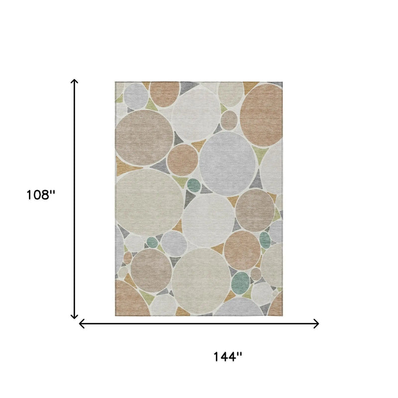 9' X 12' Beige And Gray Geometric Washable Indoor Outdoor Area Rug Homeroots Outdoor
