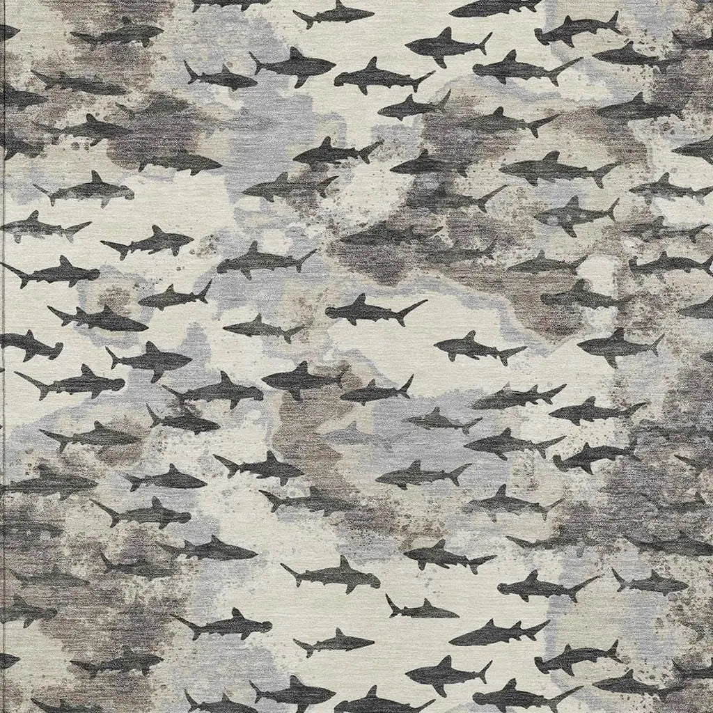 9' X 12' Beige And Gray Horse Washable Indoor Outdoor Area Rug Homeroots Outdoor
