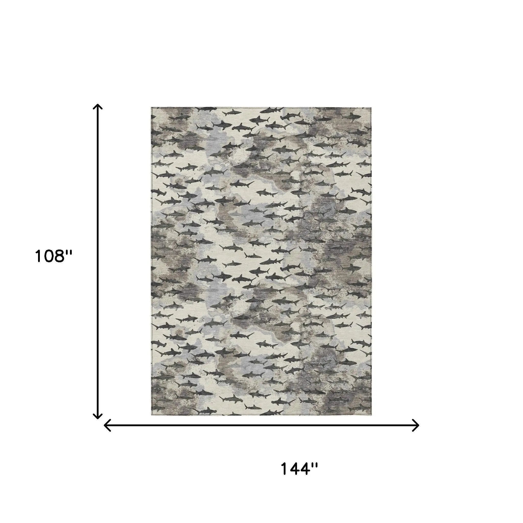 9' X 12' Beige And Gray Horse Washable Indoor Outdoor Area Rug Homeroots Outdoor