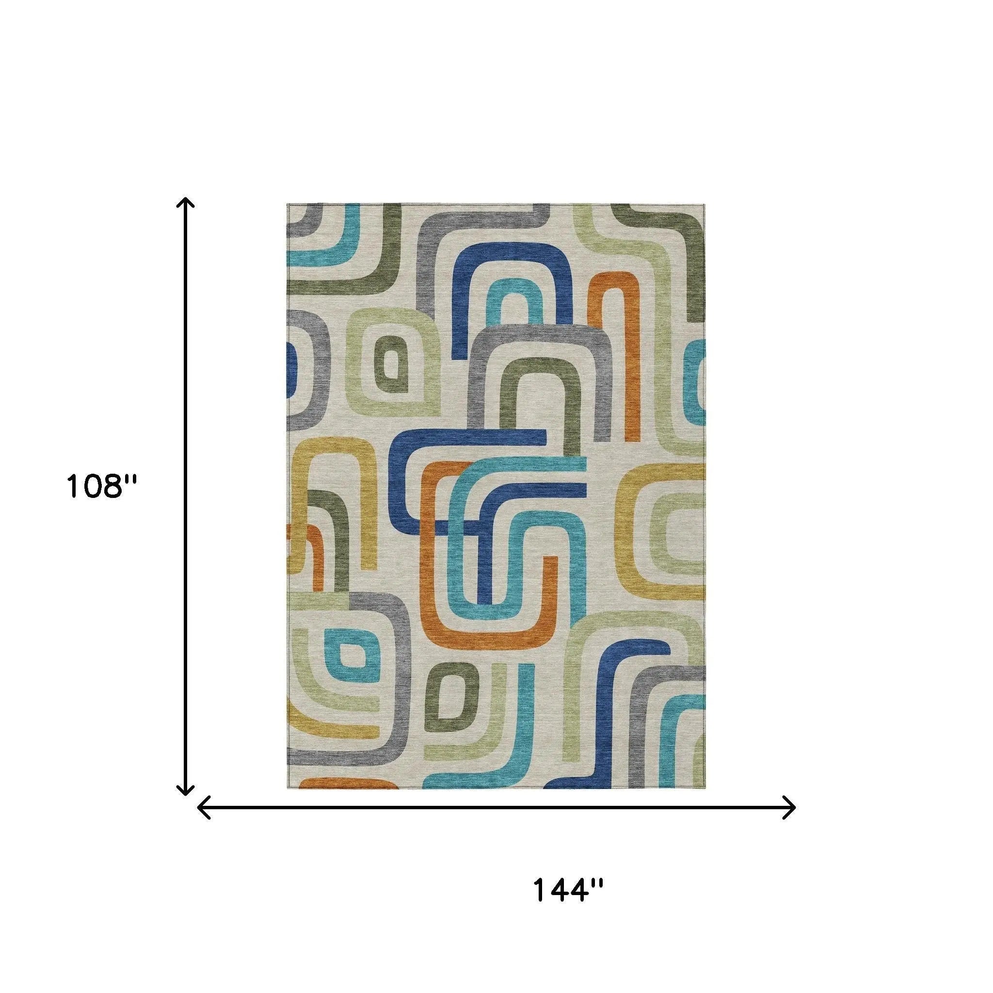 9' X 12' Beige And Green Geometric Washable Indoor Outdoor Area Rug Homeroots Outdoor