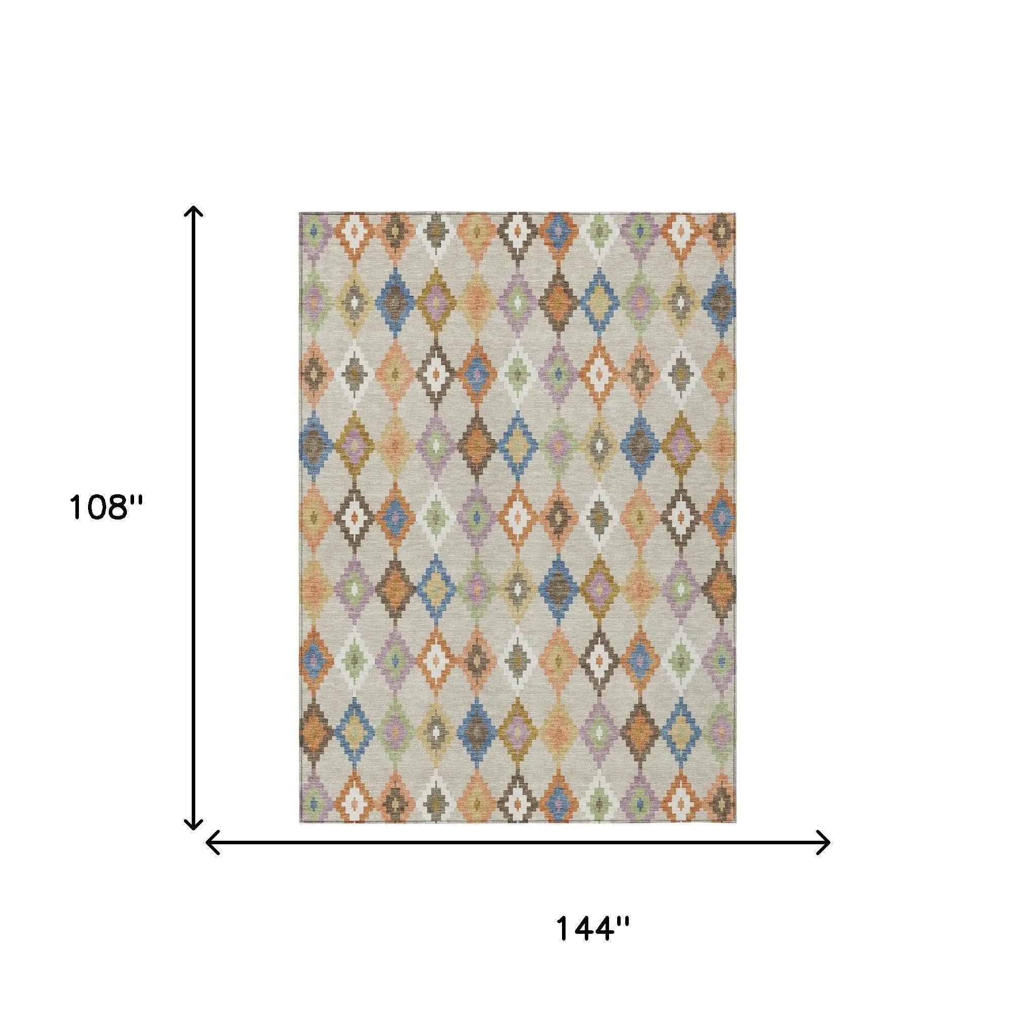 9' X 12' Beige And Ivory Aztec Washable Indoor Outdoor Area Rug Homeroots Outdoor