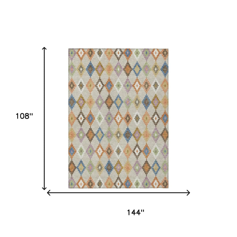 9' X 12' Beige And Ivory Aztec Washable Indoor Outdoor Area Rug Homeroots Outdoor
