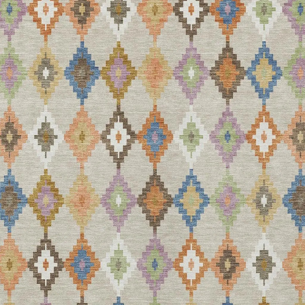 9' X 12' Beige And Ivory Aztec Washable Indoor Outdoor Area Rug Homeroots Outdoor