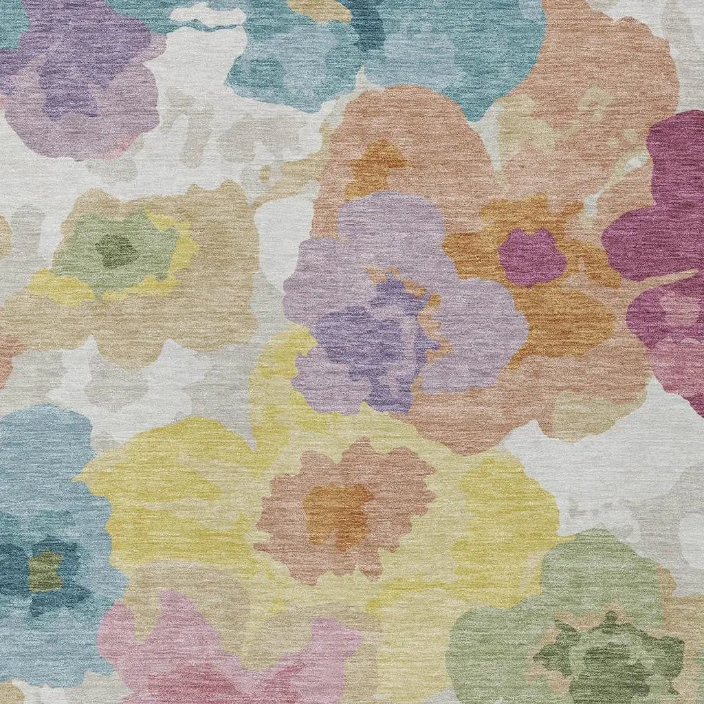 9' X 12' Beige And Ivory Floral Washable Indoor Outdoor Area Rug Homeroots Outdoor