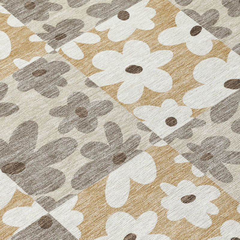 9' X 12' Beige And Ivory Floral Washable Indoor Outdoor Area Rug Homeroots Outdoor