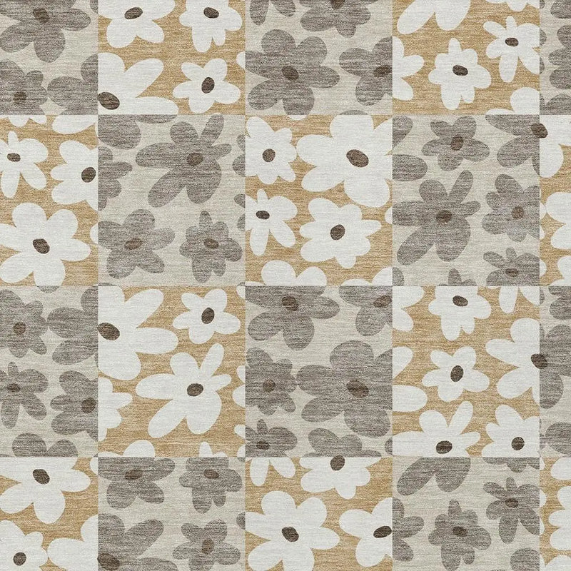 9' X 12' Beige And Ivory Floral Washable Indoor Outdoor Area Rug Homeroots Outdoor