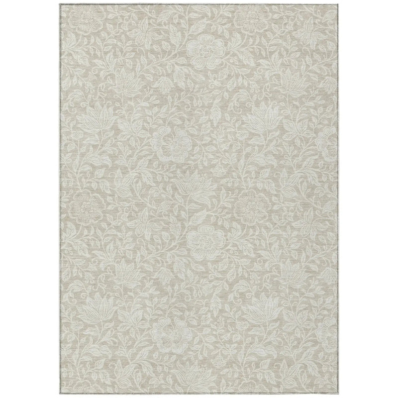 9' X 12' Beige And Ivory Floral Washable Indoor Outdoor Area Rug Homeroots Outdoor