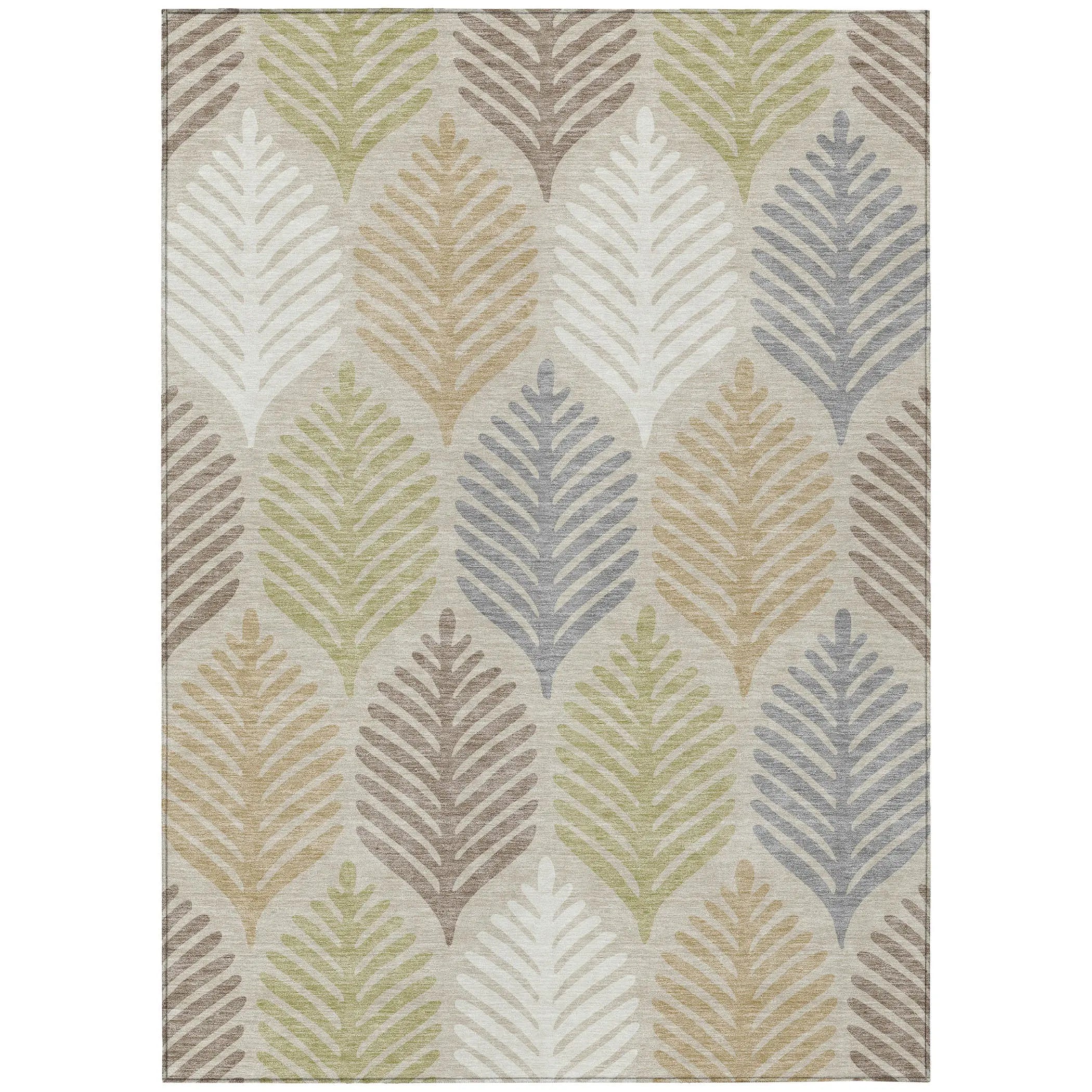 9' X 12' Beige And Ivory Floral Washable Indoor Outdoor Area Rug Homeroots Outdoor