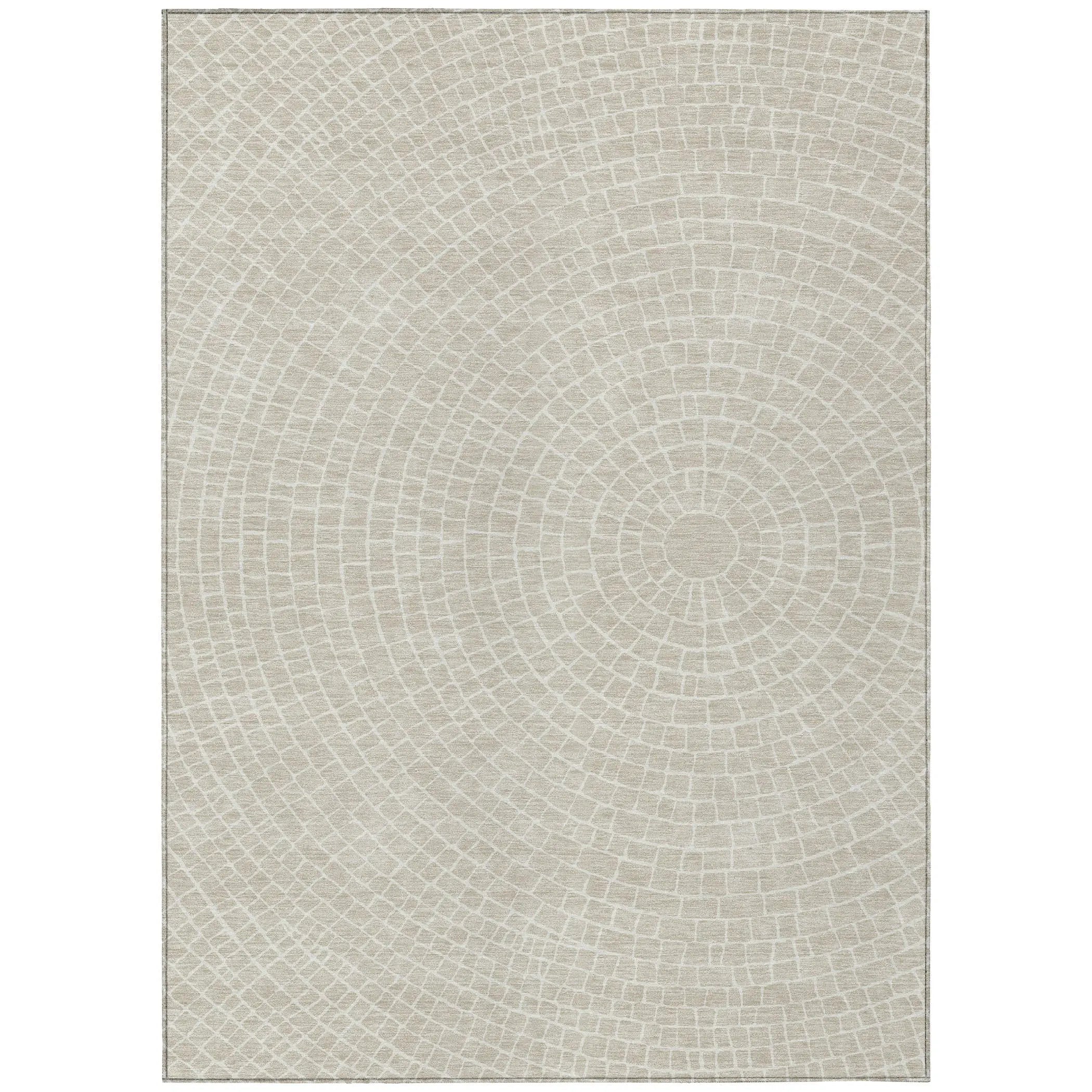 9' X 12' Beige And Ivory Geometric Washable Indoor Outdoor Area Rug Homeroots Outdoor