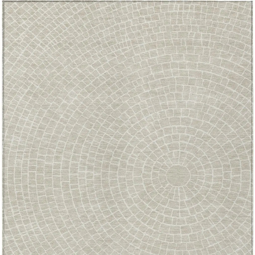 9' X 12' Beige And Ivory Geometric Washable Indoor Outdoor Area Rug Homeroots Outdoor