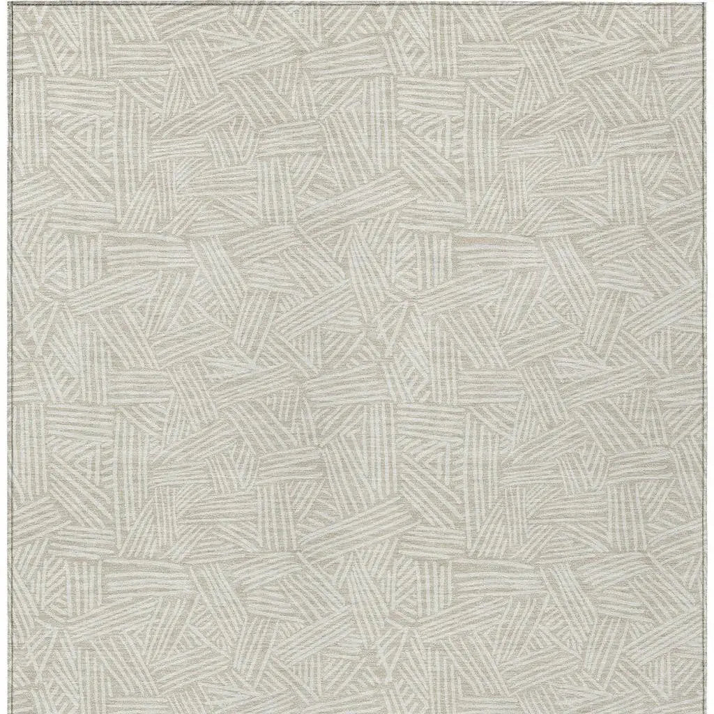 9' X 12' Beige And Ivory Geometric Washable Indoor Outdoor Area Rug Homeroots Outdoor
