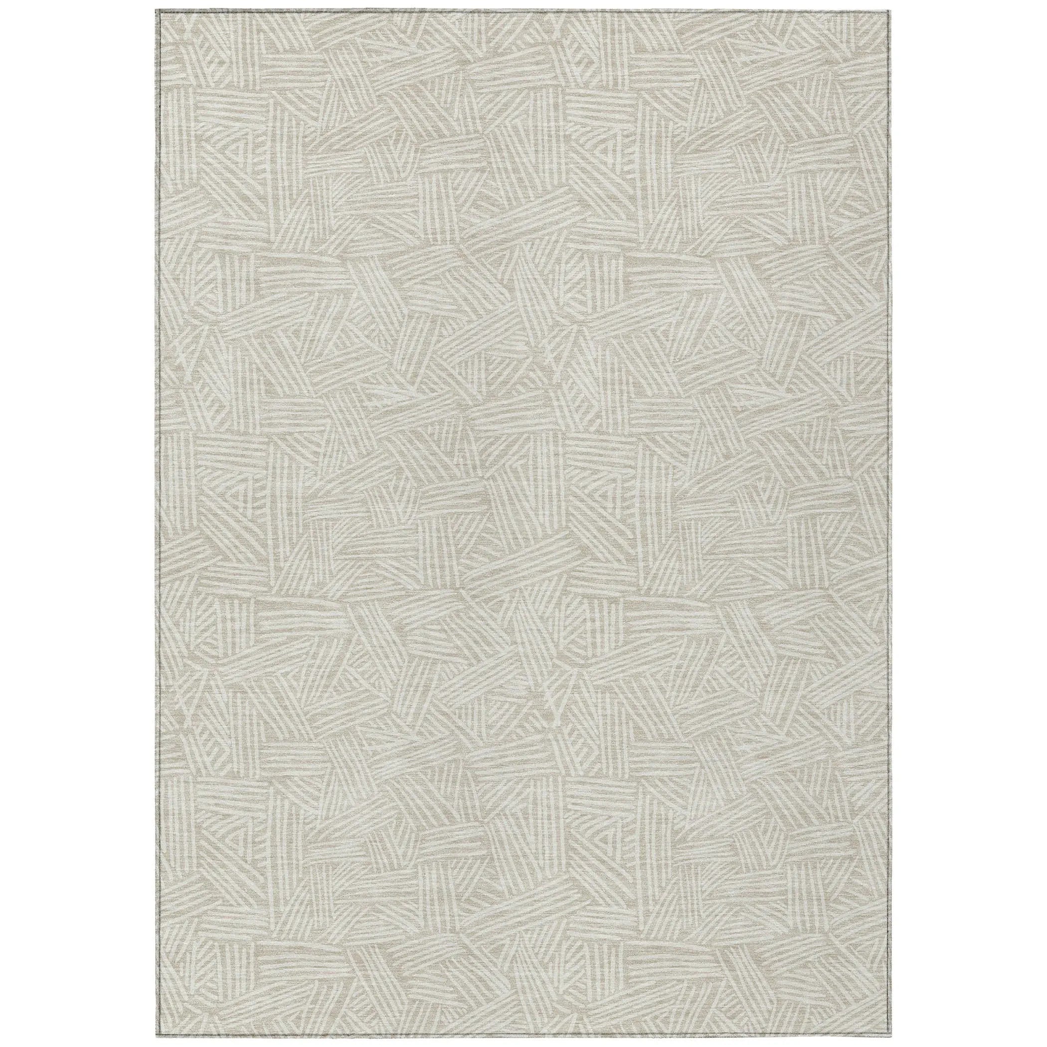 9' X 12' Beige And Ivory Geometric Washable Indoor Outdoor Area Rug Homeroots Outdoor
