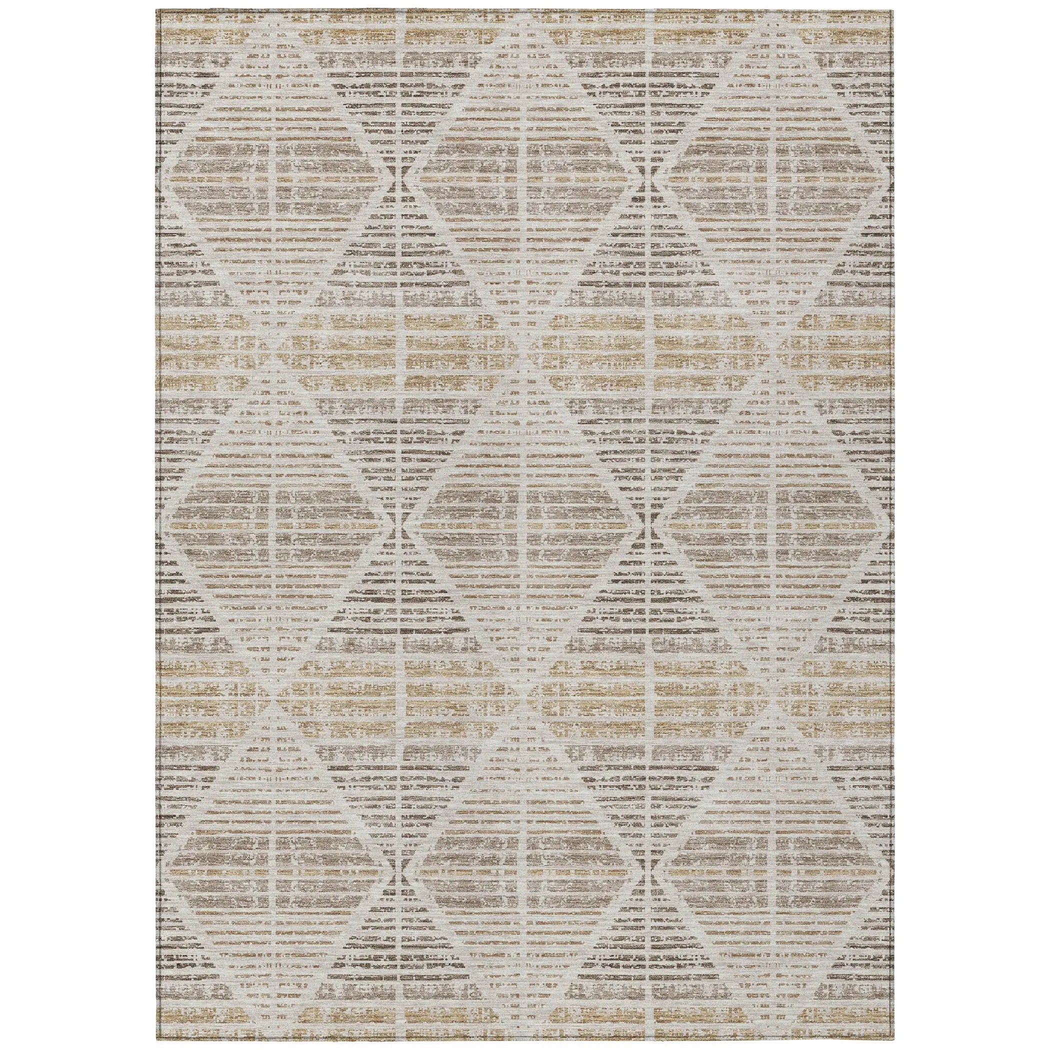 9' X 12' Beige And Ivory Geometric Washable Indoor Outdoor Area Rug Homeroots Outdoor