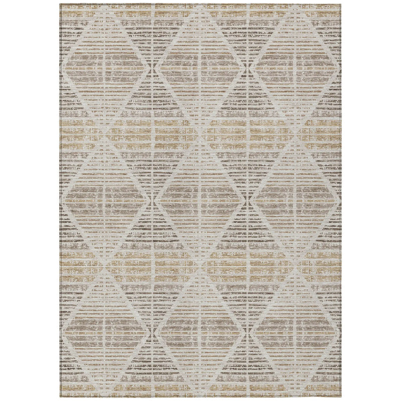 9' X 12' Beige And Ivory Geometric Washable Indoor Outdoor Area Rug Homeroots Outdoor