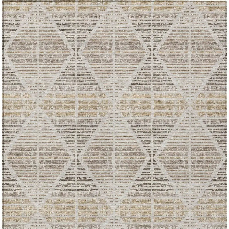 9' X 12' Beige And Ivory Geometric Washable Indoor Outdoor Area Rug Homeroots Outdoor