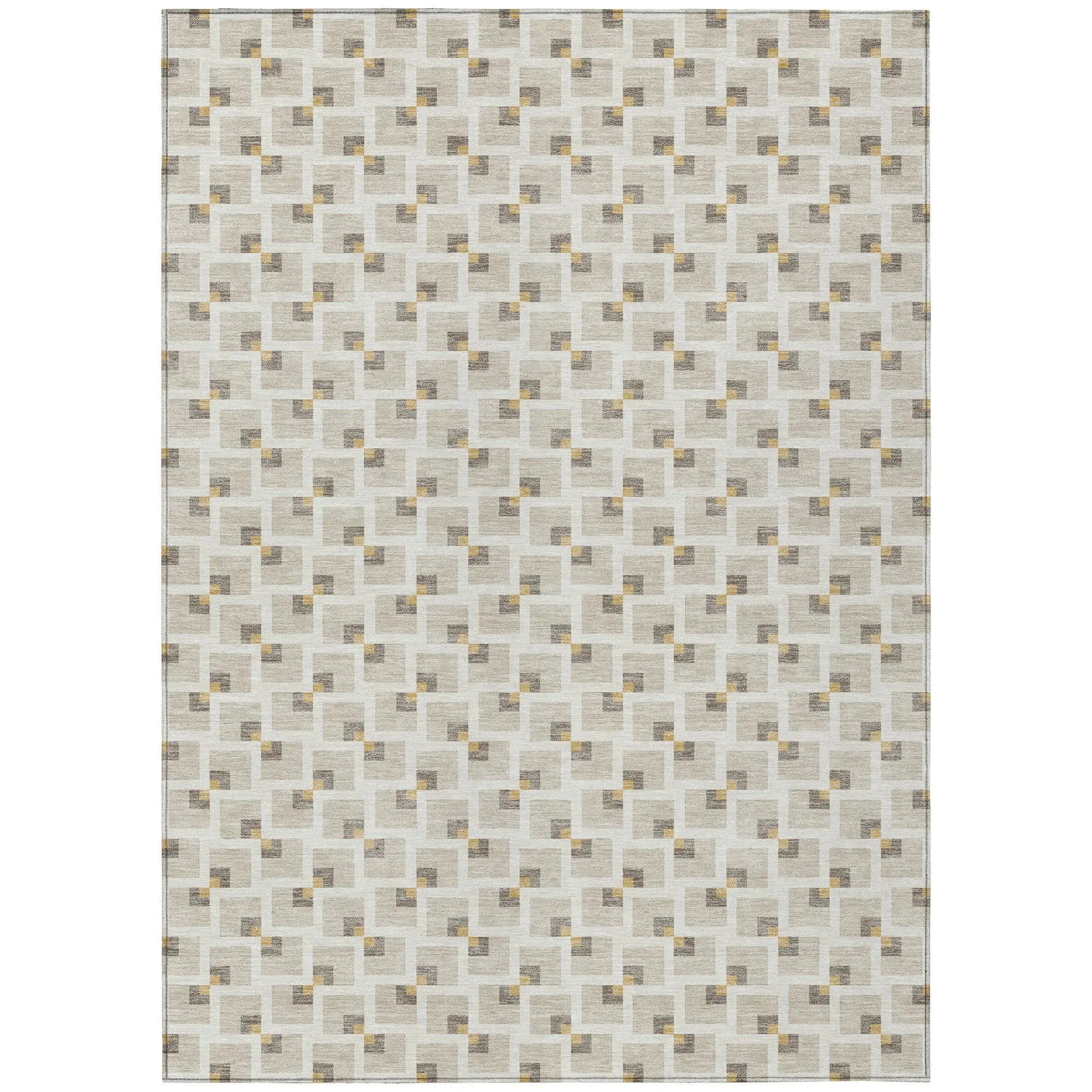 9' X 12' Beige And Ivory Geometric Washable Indoor Outdoor Area Rug Homeroots Outdoor