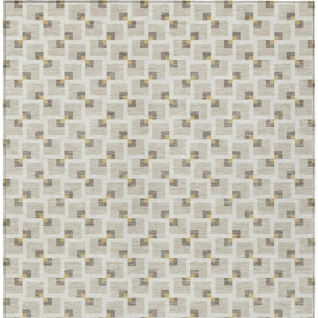 9' X 12' Beige And Ivory Geometric Washable Indoor Outdoor Area Rug Homeroots Outdoor
