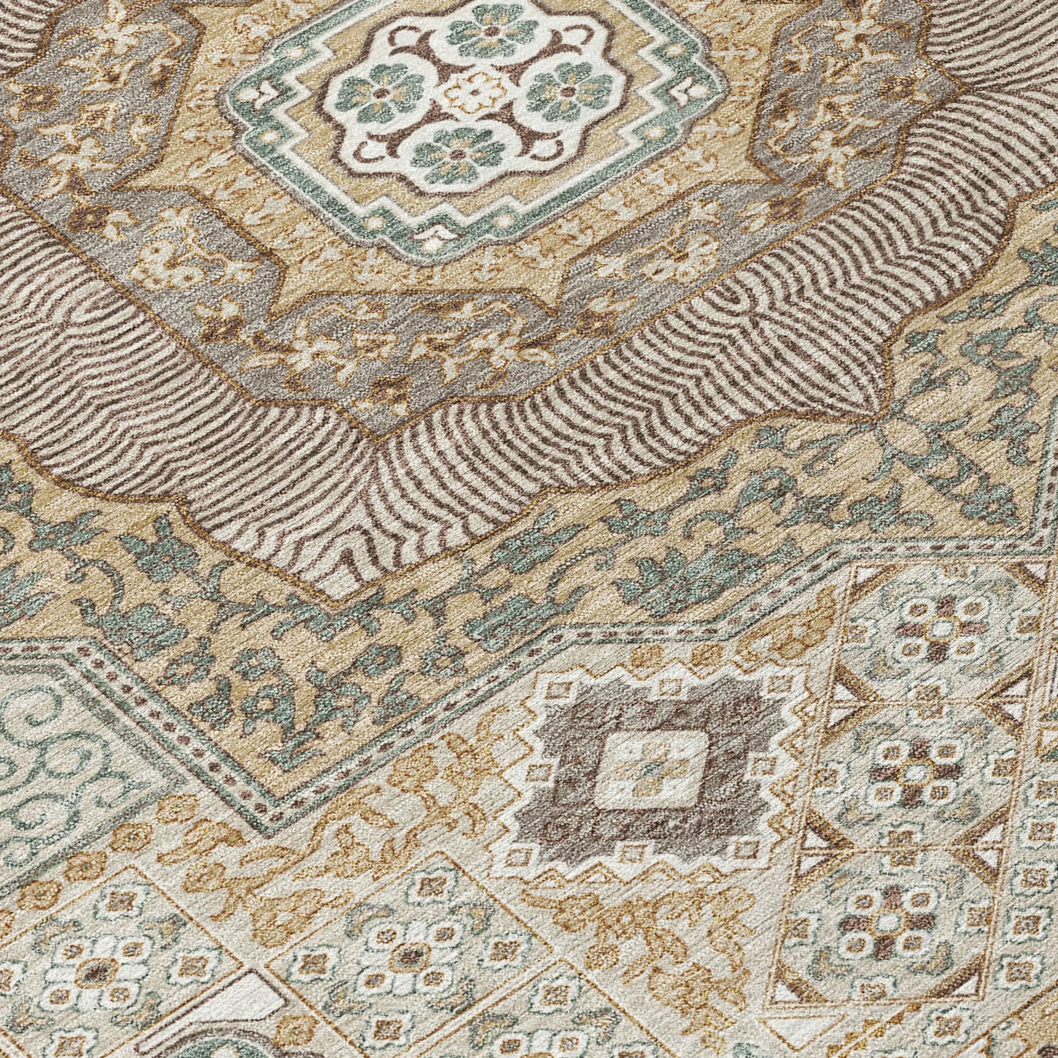 9' X 12' Beige And Ivory Oriental Washable Indoor Outdoor Area Rug Homeroots Outdoor