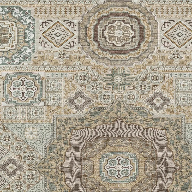 9' X 12' Beige And Ivory Oriental Washable Indoor Outdoor Area Rug Homeroots Outdoor