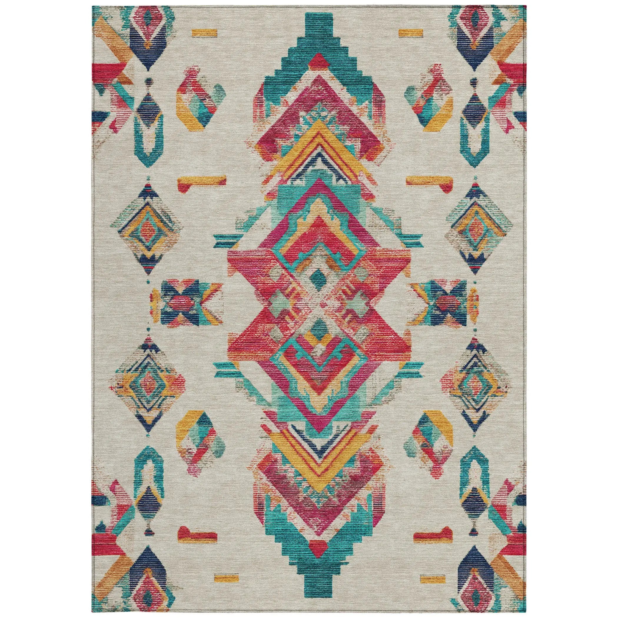 9' X 12' Beige And Ivory Tribal Washable Indoor Outdoor Area Rug Homeroots Outdoor