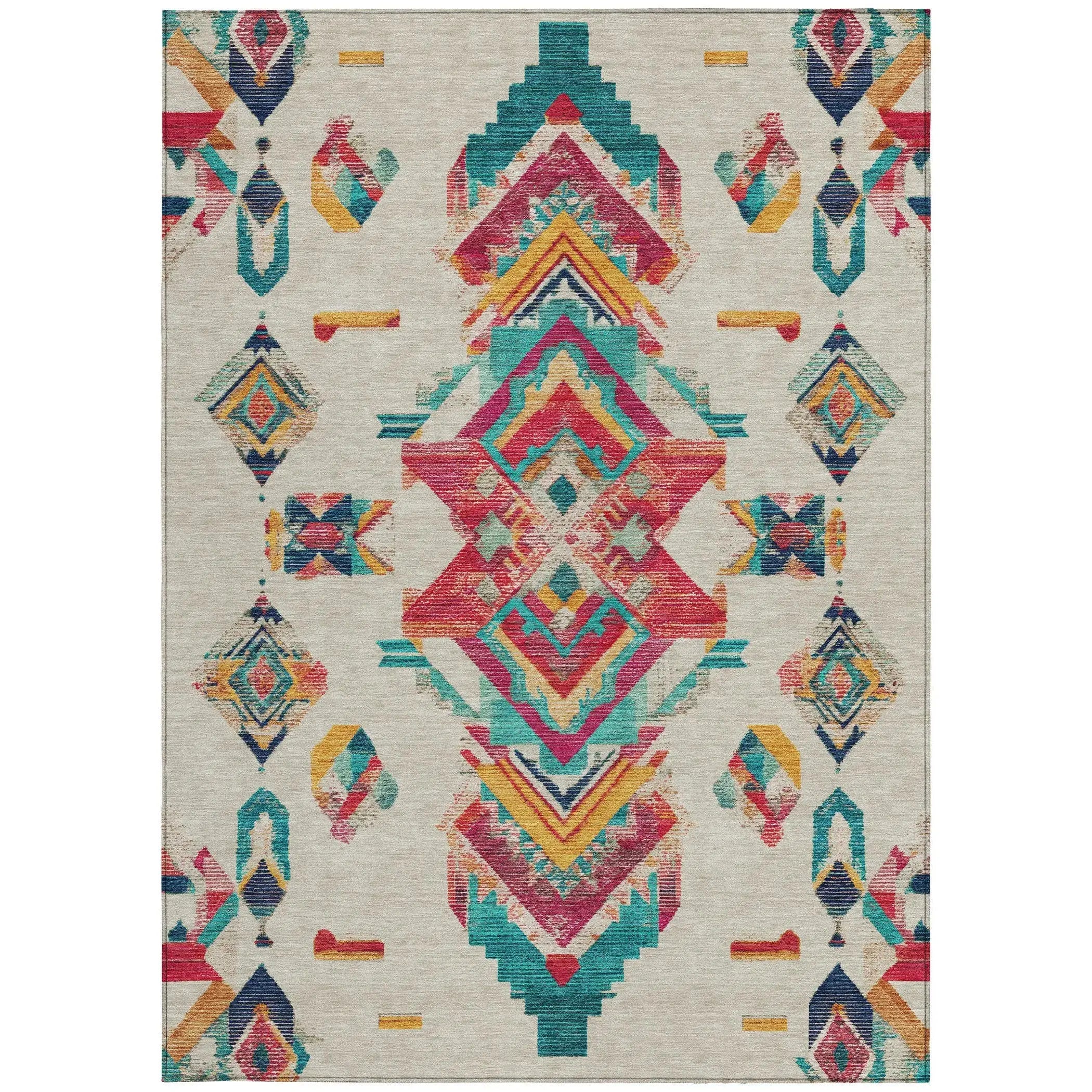 9' X 12' Beige And Ivory Tribal Washable Indoor Outdoor Area Rug Homeroots Outdoor