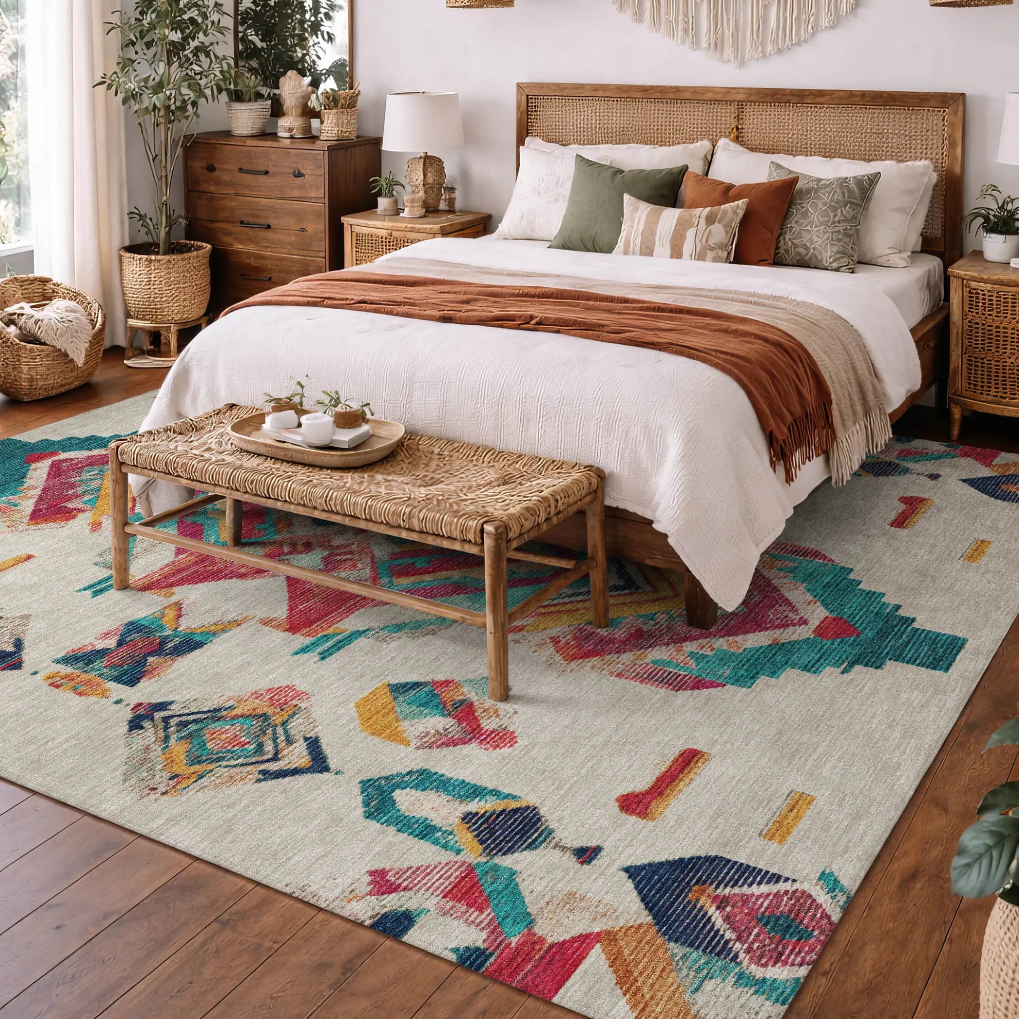 9' X 12' Beige And Ivory Tribal Washable Indoor Outdoor Area Rug Homeroots Outdoor