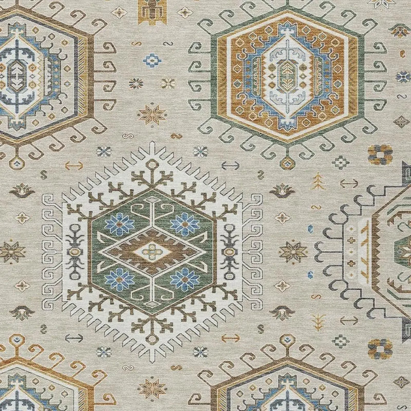 9' X 12' Beige And Ivory Tribal Washable Indoor Outdoor Area Rug Homeroots Outdoor