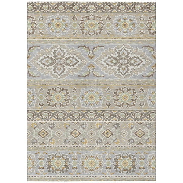 9' X 12' Beige And Ivory Tribal Washable Indoor Outdoor Area Rug Homeroots Outdoor